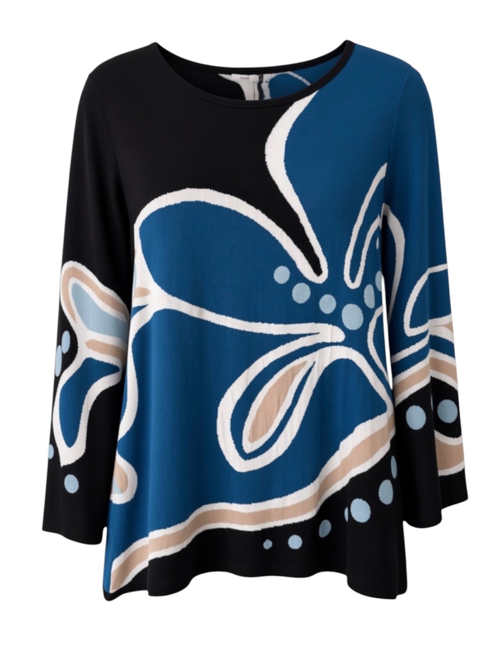 Chico's Abstract Floral Pullover Sweater NWT Chico’s 3 Size XL Blue Multi